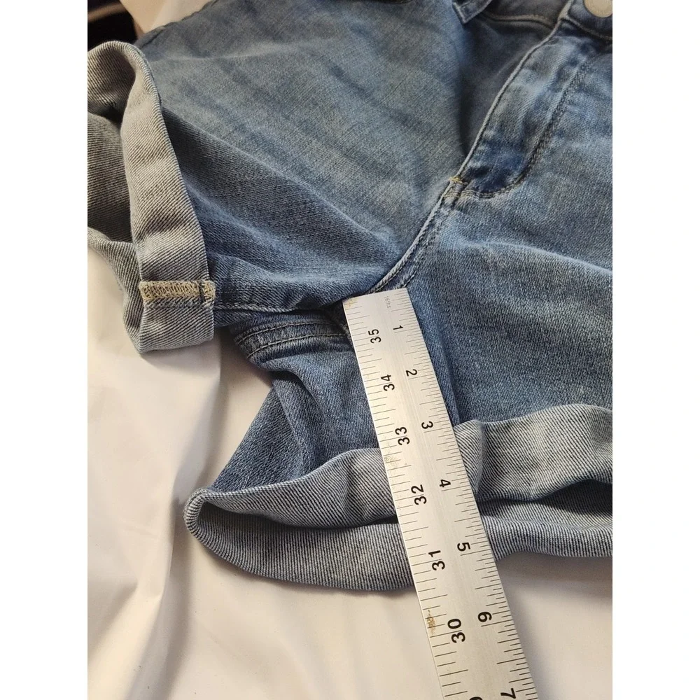 Judy Blue Jeans Shorts Size Large Blue Stretch Denim‎ Cuff Hem JB150096